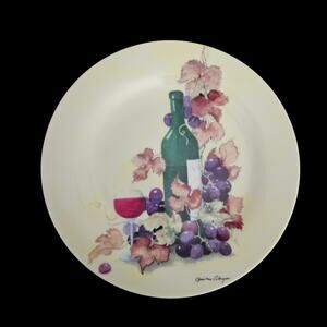 Royal Norfolk 7.5 Inch Decorative Plate Wine Grapes Signed Christine Clavigny